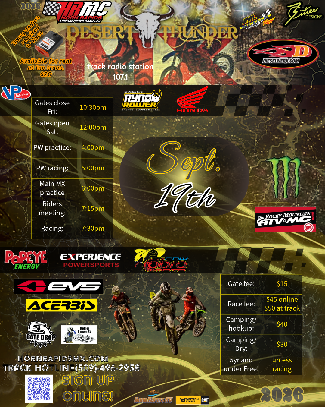 2026 Desert Thunder Night Racing flyer